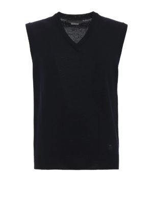 CORNELIANI: v necks - Virgin wool sleeveless sweater