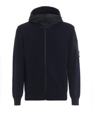 CP COMPANY: cardigan - Cardigan in cotone con cappuccio in nylon