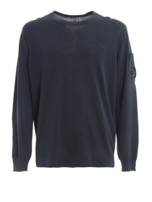 CP COMPANY: maglia collo rotondo - Maglia Goggle in cotone blu con scollo tondo