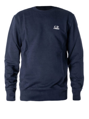 CP COMPANY: Felpe e maglie - Felpa blu con stampa del logo sul petto