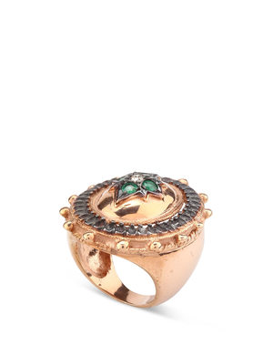 De Maria: rings - Silver ring with emeralds and diamonds