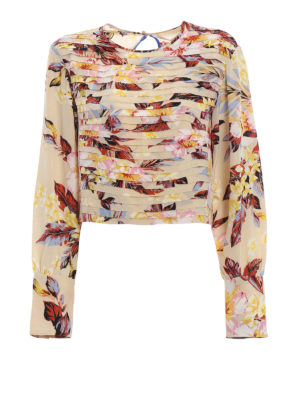 Diane von Furstenberg: bluse - Blusa floreale in seta plissé
