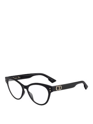DIOR: Glasses - Black glasses with gold-tone logo at temples