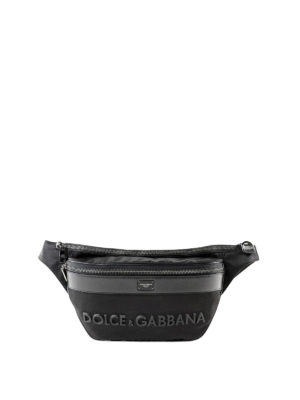 DOLCE & GABBANA: marsupi - Marsupio nero in nylon con logo