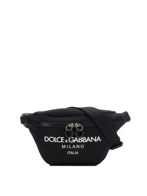 DOLCE & GABBANA: marsupi - Marsupio Palermo in neoprene nero con logo