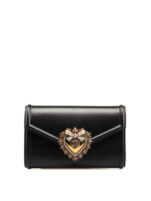 DOLCE & GABBANA: belt bags - Devotion black smooth leather belt bag