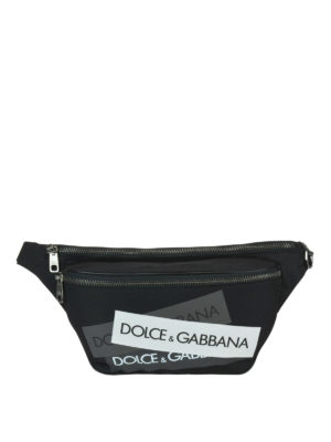 DOLCE & GABBANA: marsupi - Marsupio in nylon con stampa del logo