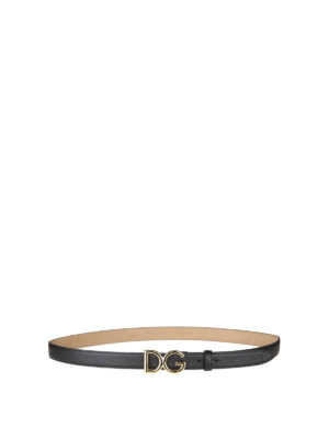 DOLCE & GABBANA: cinture - Cintura in pelle Dauphine con logo