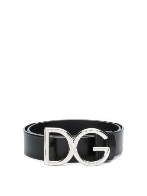 DOLCE & GABBANA: belts - DG logo black leather belt