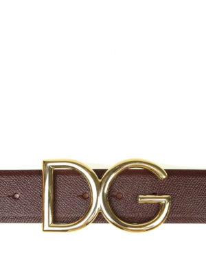 DOLCE & GABBANA: cinture - Cintura in pelle dauphine con dettaglio logo