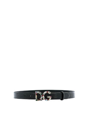 DOLCE & GABBANA: cinture - Cintura in pelle testurizzata con fibbia logo