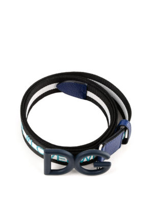 DOLCE & GABBANA: cinture - Cintura in jacquard bicolore con fibbia logo