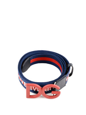 DOLCE & GABBANA: cinture - Cintura in jacquard bicolore con fibbia logo