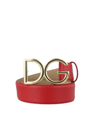 DOLCE & GABBANA: belts - Red Dauphine leather belt