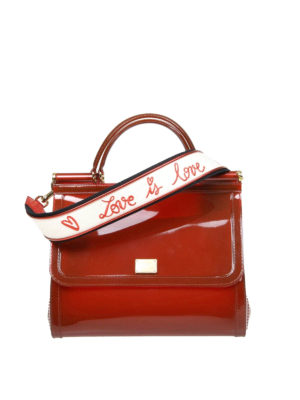 DOLCE & GABBANA: bauletti - Borsa grande Sicily in gomma rosso scuro