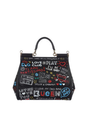 Dolce & Gabbana: bowling bags - Sicily medium dauphine leather bag