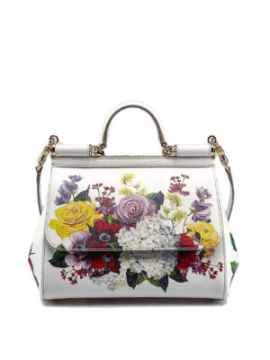 DOLCE & GABBANA: bauletti - Borsa Sicily media in pelle stampa floreale
