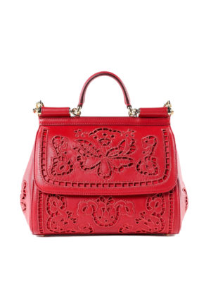 DOLCE & GABBANA: bauletti - Borsa Sicily media in nappa intagliata rossa