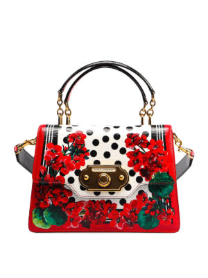 DOLCE & GABBANA: bauletti - Borsa Welcome con stampa pois e gerani