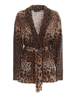 DOLCE & GABBANA: cardigan - Cardigan animalier in lana vergine