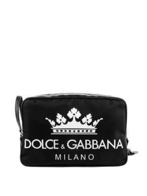 DOLCE & GABBANA: custodie e cover - Beauty case zip in nylon stampa D&G Milano