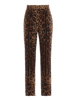 DOLCE & GABBANA: pantaloni casual - Pantaloni in lana con stampa animalier