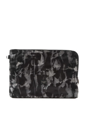 DOLCE & GABBANA: pochette - Clutch in nylon camouflage grigio