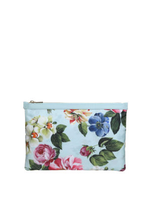 DOLCE & GABBANA: clutches - Tropical Rose printed nylon pouch