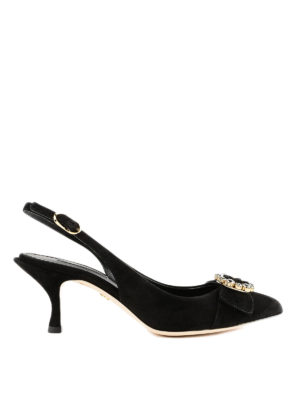 DOLCE & GABBANA: scarpe décolleté - Slingback Bellucci in camoscio con gioiello