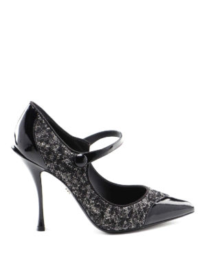 DOLCE & GABBANA: court shoes - Lori bouclé wool and patent pumps
