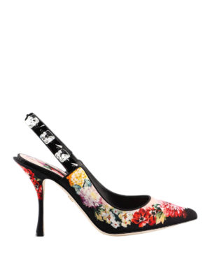 DOLCE & GABBANA: scarpe décolleté - Décolleté Lori in charmeuse con stampa fiori