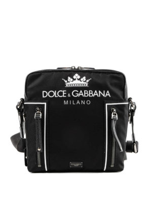 DOLCE & GABBANA: borse a tracolla - Borsa a tracolla in nylon con stampa logo