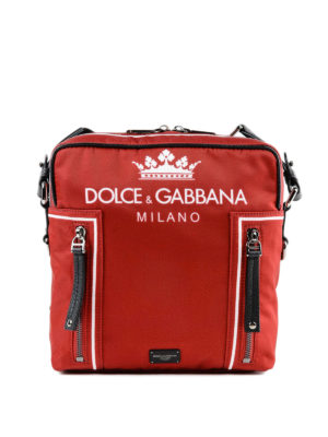 DOLCE & GABBANA: borse a tracolla - Borsa a tracolla con stampa logo in nylon