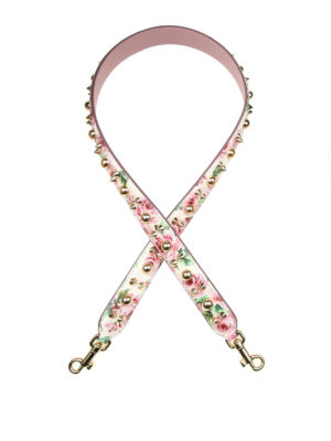 DOLCE & GABBANA: borse a tracolla - Tracolla in pelle stampa rose