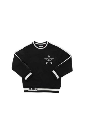 Dolce & Gabbana Jr: Sweatshirts & Sweaters - Flock logo print sweatshirt in black