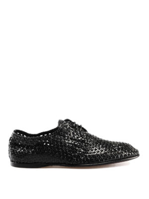 DOLCE & GABBANA: scarpe stringate - Derby in pelle nera intrecciata