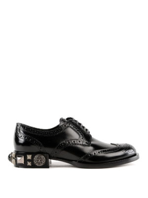 DOLCE & GABBANA: scarpe stringate - Brogue con tacco borchiato
