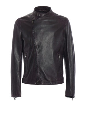 DOLCE & GABBANA: giacche in pelle - Giacca in nappa color prugna stile biker