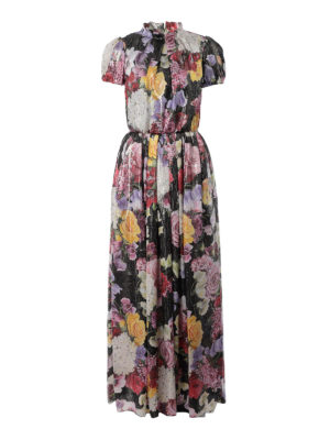 DOLCE & GABBANA: abiti lunghi - Abito maxi in seta stretch con stampa fiori