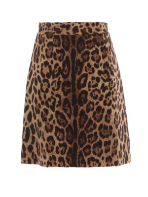 DOLCE & GABBANA: minigonne - Minigonna leopardata in doppio crepe di lana