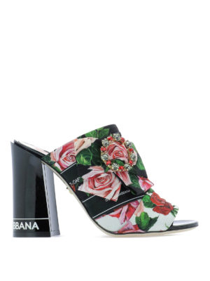 DOLCE & GABBANA: sabot - Sabot in misto rayon con stampa floreale