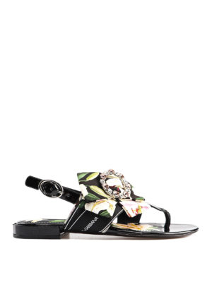 DOLCE & GABBANA: sandali - Sandali gioiello in cady con motivo Lilium
