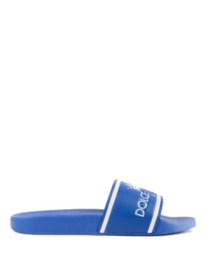 DOLCE & GABBANA: sandali - Slides Saint Barth in pelle bluette