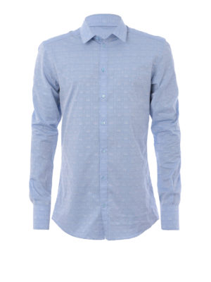 DOLCE & GABBANA: camicie - Camicia in cotone azzurro con monogramma