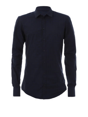 DOLCE & GABBANA: camicie - Camicia attillata in cotone jacquard blu