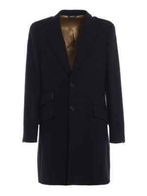DOLCE & GABBANA: cappotti corti - Cappotto blu scuro in lana stretch