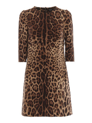 DOLCE & GABBANA: abiti corti - Abito a trapezio con stampa leopardata
