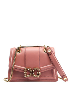 DOLCE & GABBANA: borse a spalla - Borsa Amore in pelle rosa