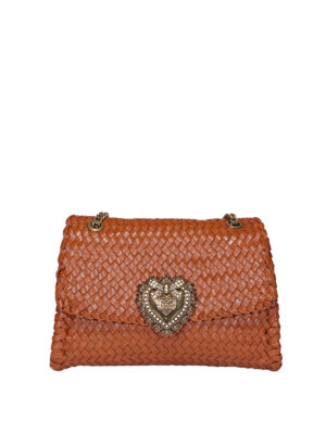 DOLCE & GABBANA: shoulder bags - Devotion large woven shoulder bag