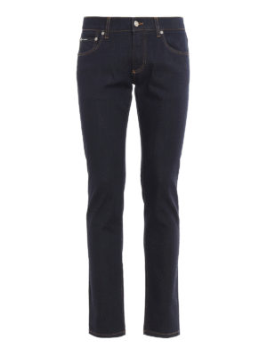 DOLCE & GABBANA: jeans skinny - Jeans skinny con patch del logo dietro